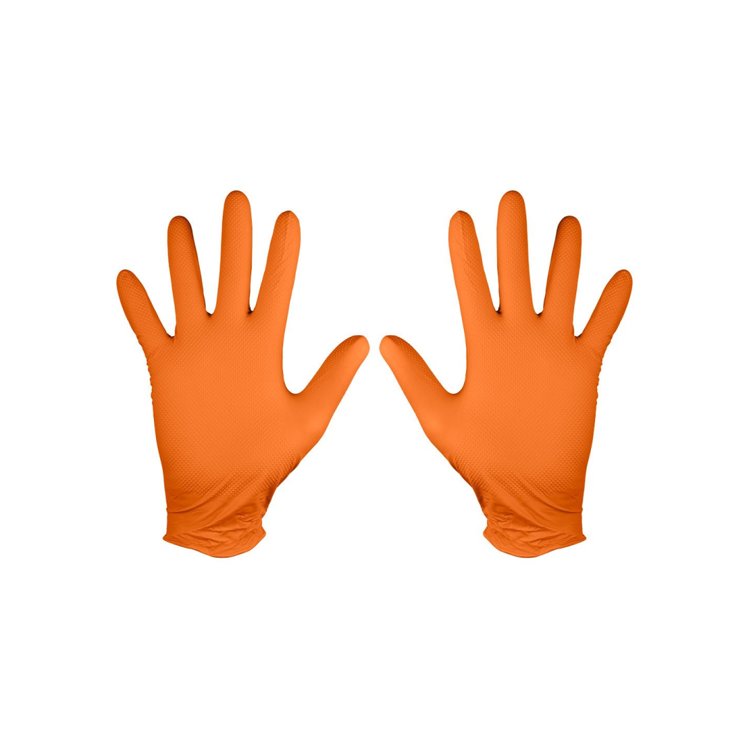 Perforuotos nitrilo pirštinės, oranžinės, 50 vienetų, M dydis 6