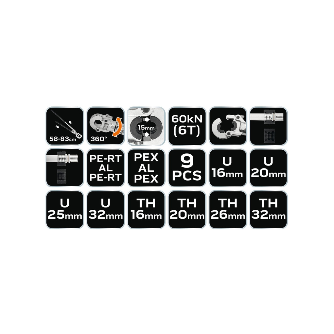 PEX jungčių užspaudimo įrankis 8