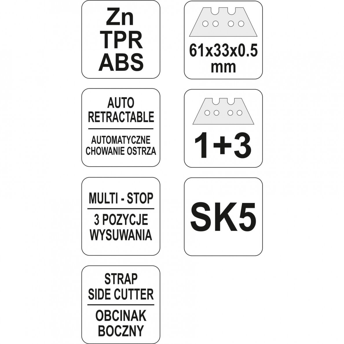 Peilis su keičiamomis trapecinėmis geležtėmis Yato YT-75201 3