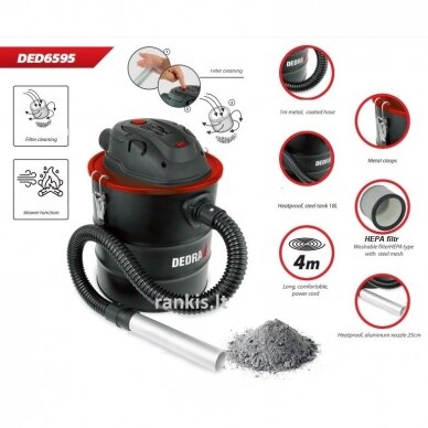 Karštų pelenų siurblys Dedra DED6595, 1200W 2