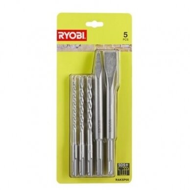 Penki SDS+ antgaliai ir kalto antgaliai Ryobi RAKSP05 1 Penki SDS+ antgaliai ir kalto antgaliai Ryobi RAKSP05 1