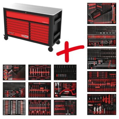 Performanceplus workshop tool trolley set P45 with 950 tools, KS Tools