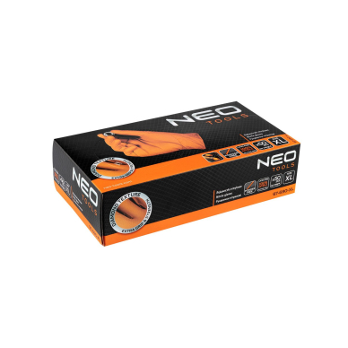 Perforuotos nitrilo pirštinės, oranžinės, 50 vienetų, XL dydis 1 Perforuotos nitrilo pirštinės, oranžinės, 50 vienetų, XL dydis 1