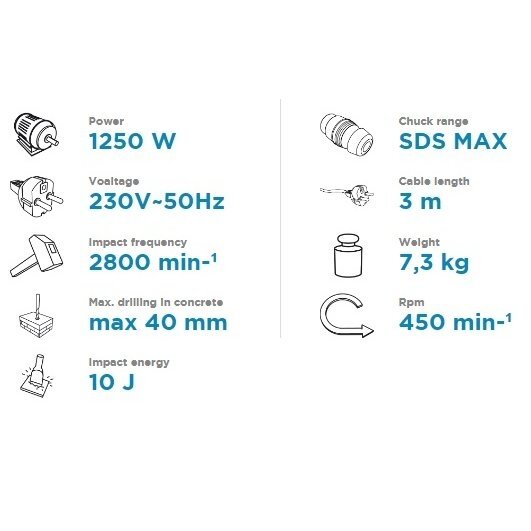 Perforatorius Graphite 58G874, SDS Max 1250W 5