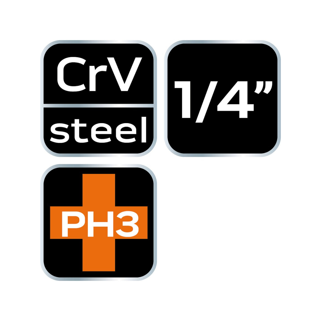 PH3 atsuktuvo antgalis su 1/4" galvutė, trumpas, 37 mm 6 PH3 atsuktuvo antgalis su 1/4" galvutė, trumpas, 37 mm 6