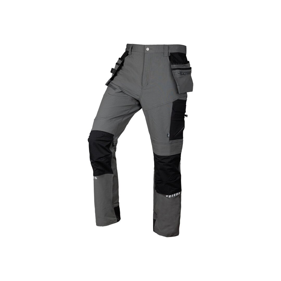 Pilkos/juodos, „Mix&Match“ darbo kelnės, 4 kryptimis tempiamos, dydis XS