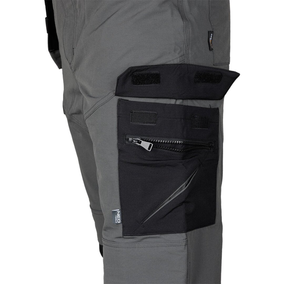 Pilkos/juodos, „Mix&Match“ darbo kelnės, 4 kryptimis tempiamos, dydis XXXL 6