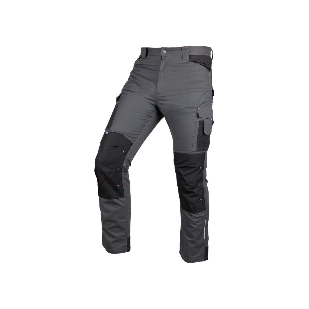 Pilkos/juodos spalvos „Mix&Match“ darbo kelnės, drobė, sutvirtintos „Cordura“ medžiaga, dydis XS Pilkos/juodos spalvos „Mix&Match“ darbo kelnės, drobė, sutvirtintos „Cordura“ medžiaga, dydis XS