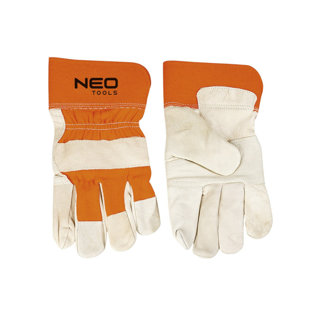 Pirštinės darbinės, cow grain leather+ fabric, palm lined, rubberized cuff, dydis 10,5"