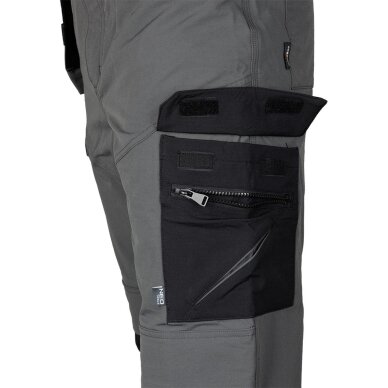 Pilkos/juodos, „Mix&Match“ darbo kelnės, 4 kryptimis tempiamos, dydis S 7