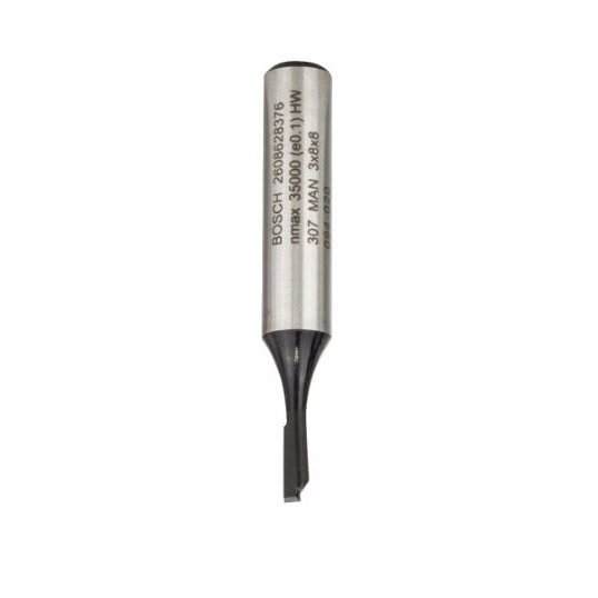 Pirštinė freza Bosch HM B=3 mm, l=8 mm, 2608628376 Pirštinė freza Bosch HM B=3 mm, l=8 mm, 2608628376