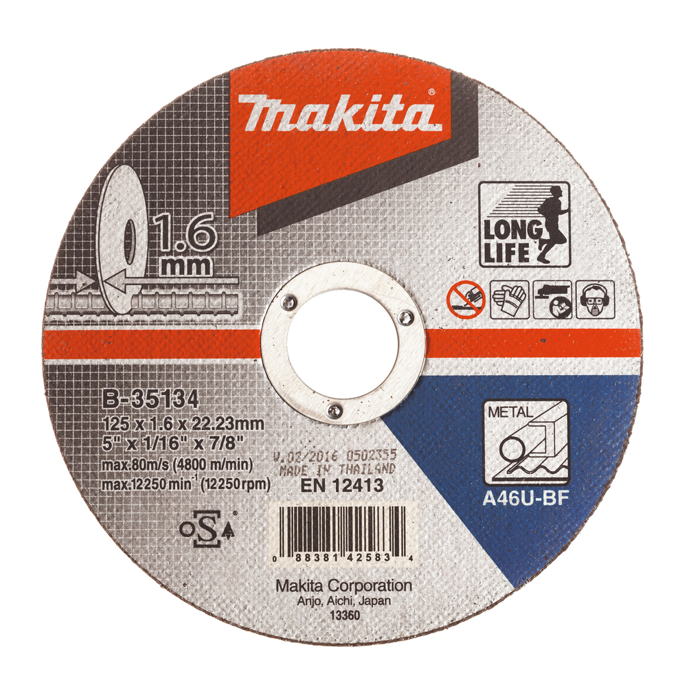 Pjovimo diskas metalui Makita B-35134, 125 X 1,6 MM Pjovimo diskas metalui Makita B-35134, 125 X 1,6 MM
