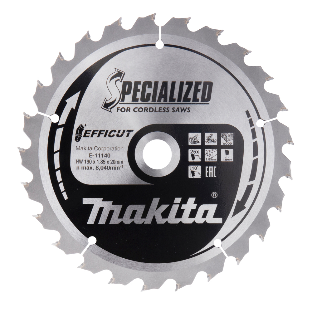 Pjovimo diskas, efektyvus TCT, 190 x 20 mm, 25T, Makita E-11140
