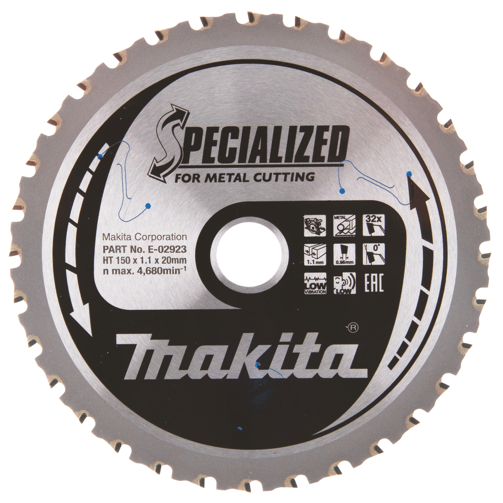 Pjovimo diskas SPECIALIZED 150X1.1X20mm 0° T32 Makita E-02923 Pjovimo diskas SPECIALIZED 150X1.1X20mm 0° T32 Makita E-02923