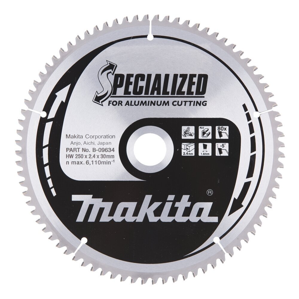 Pjovimo diskas aliuminiui Makita B-09634, 250x2,4x30mm; Z80 1 Pjovimo diskas aliuminiui Makita B-09634, 250x2,4x30mm; Z80 1