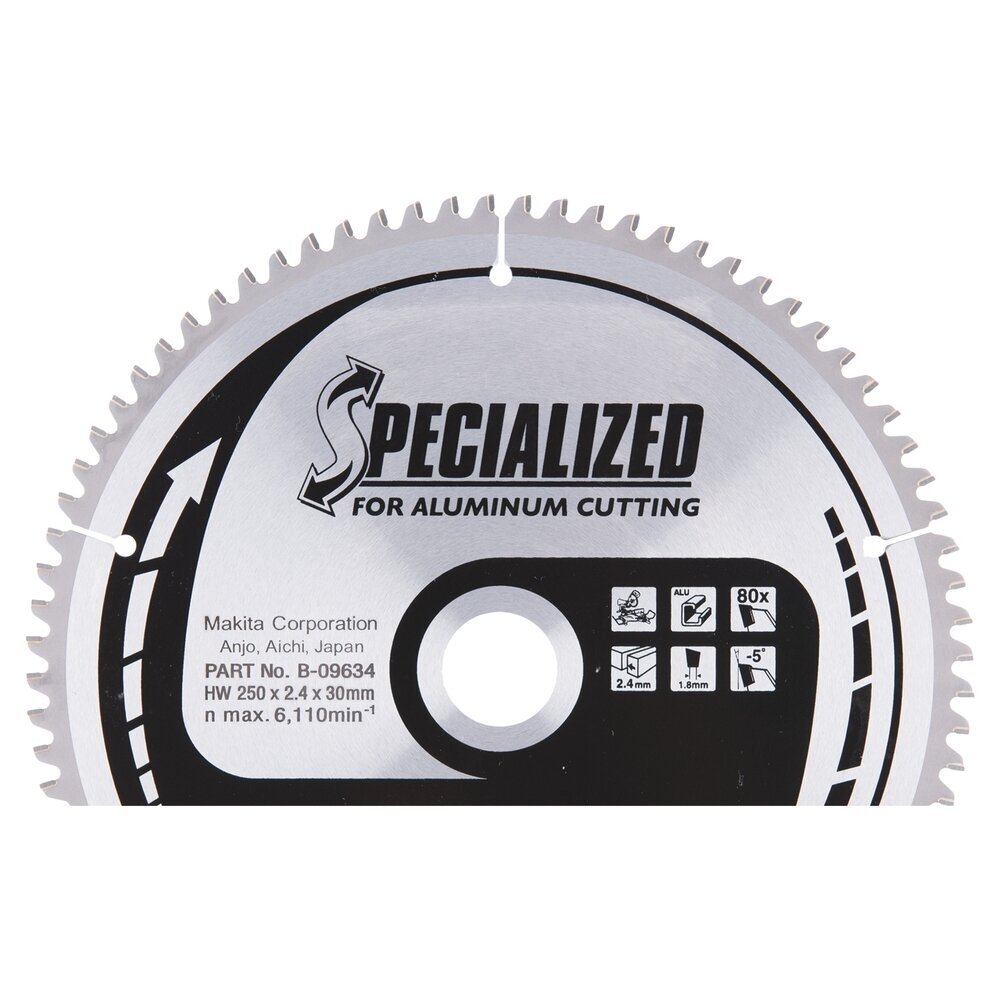 Pjovimo diskas aliuminiui Makita B-09634, 250x2,4x30mm; Z80 Pjovimo diskas aliuminiui Makita B-09634, 250x2,4x30mm; Z80
