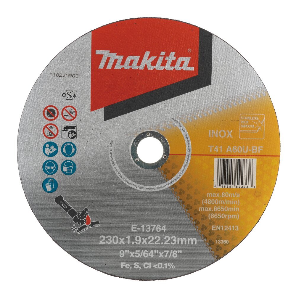 Pjovimo diskas Makita E-13764, 230x1,9x22.23 mm Pjovimo diskas Makita E-13764, 230x1,9x22.23 mm