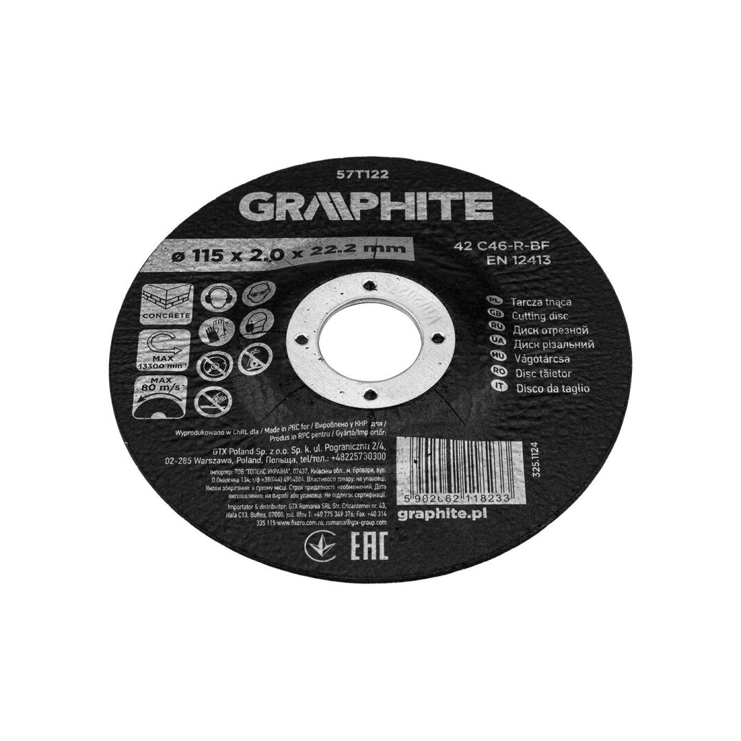 Pjovimo diskas, aliuminio oksidas betonui, išgaubtas 115 x 2,0 x 22,2 mm, 42 C46-R-BF 1