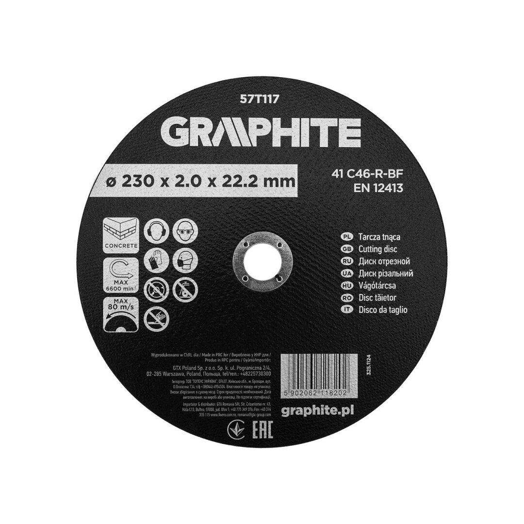 Pjovimo diskas, betono 230 x 22,2 mm, 41 C46-R-BF korundas Pjovimo diskas, betono 230 x 22,2 mm, 41 C46-R-BF korundas