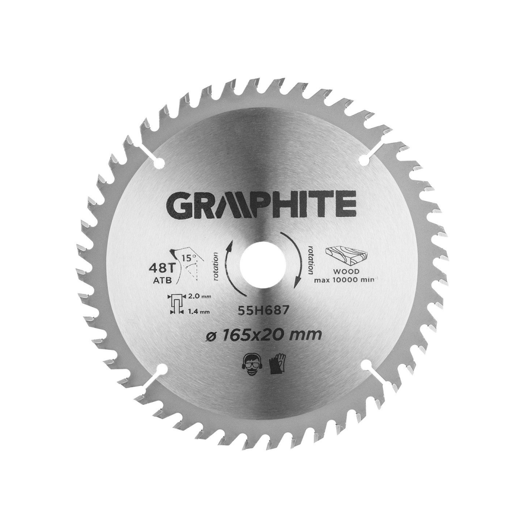 Pjovimo diskas su HM antgaliais 165 x 20 mm, 48 dantukai