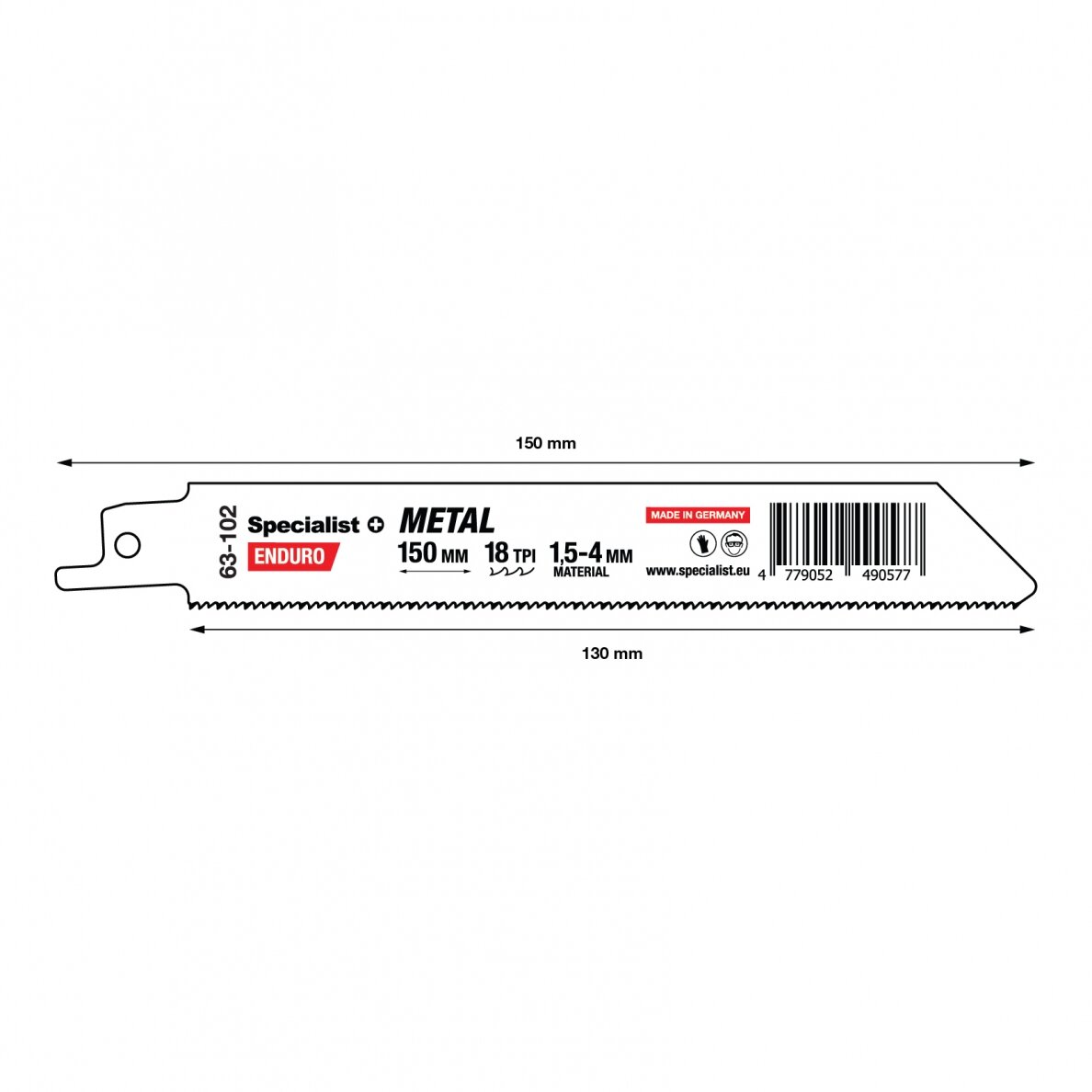 Pj. metalui „Specialist+" 150 mm 18TPI 1 Pj. metalui „Specialist+" 150 mm 18TPI 1
