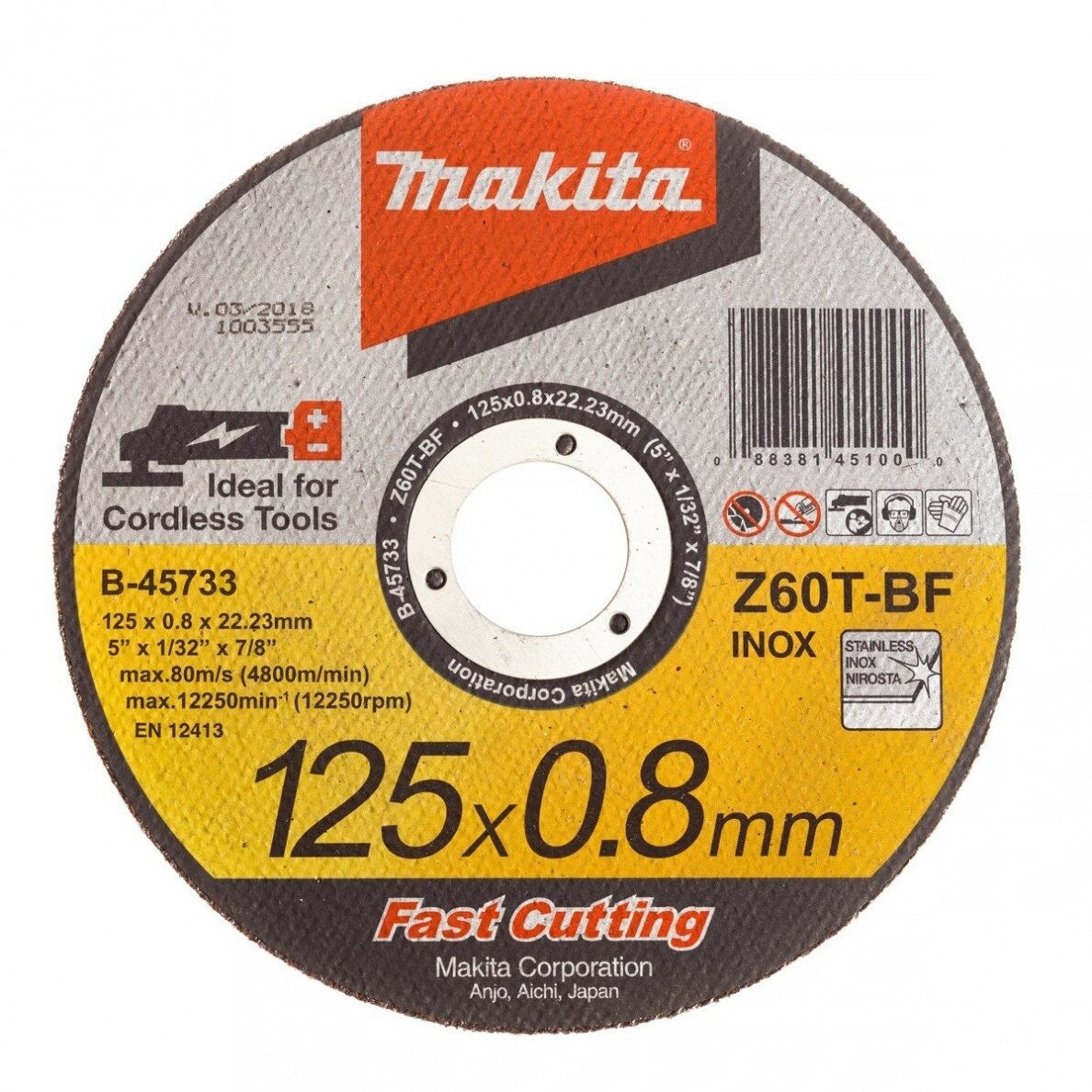 Pjovimo diskas Makita B-45733, 125x0.8 mm, 1 vnt Pjovimo diskas Makita B-45733, 125x0.8 mm, 1 vnt