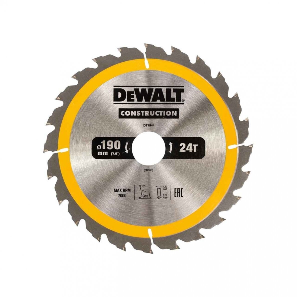 Pjovimo diskas medienai DeWalt DT1945-QZ Construction, 190x30 mm, Z40 Pjovimo diskas medienai DeWalt DT1945-QZ Construction, 190x30 mm, Z40
