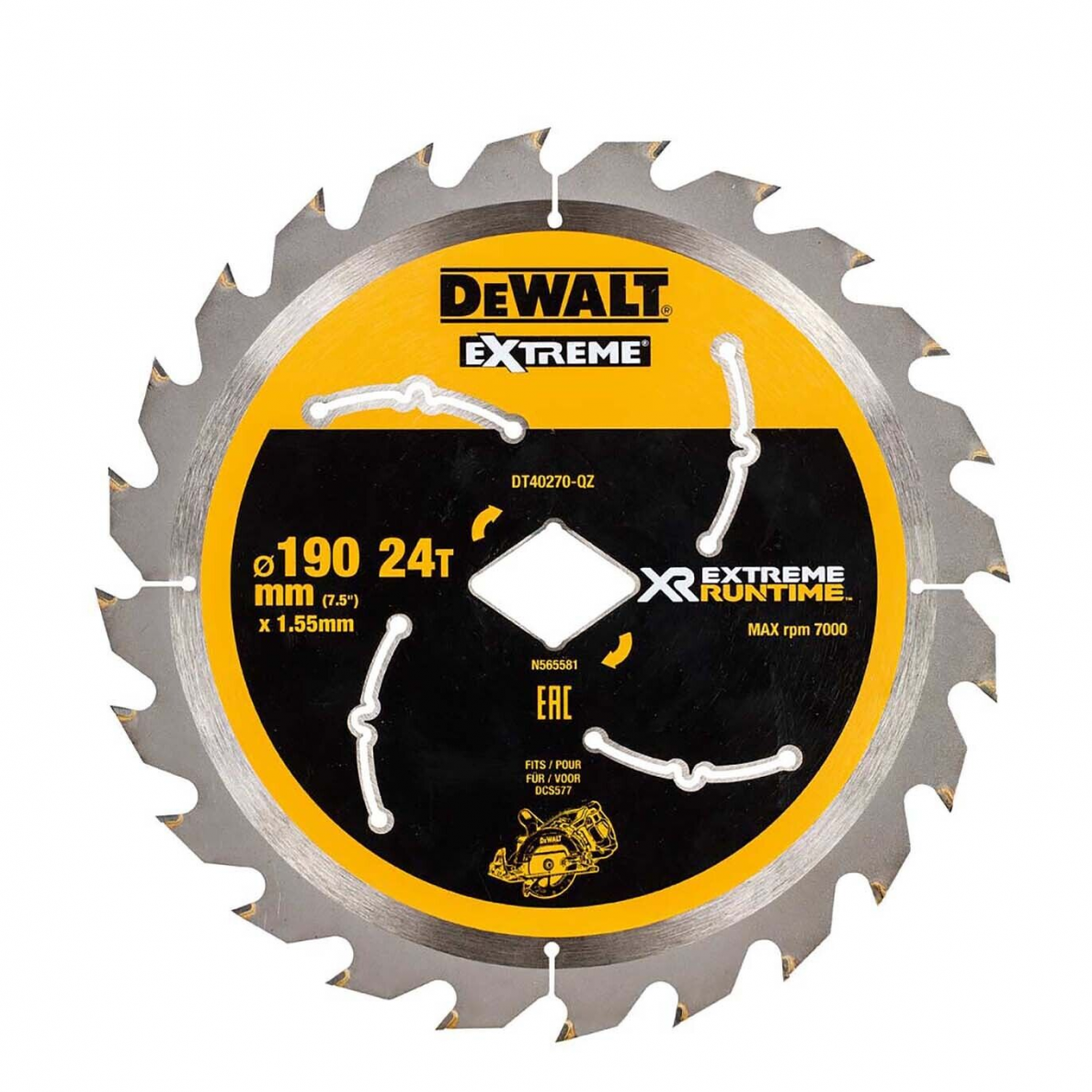 Pjovimo diskas medienai Dewalt DT40270-QZ, 190 mm, T24 Pjovimo diskas medienai Dewalt DT40270-QZ, 190 mm, T24