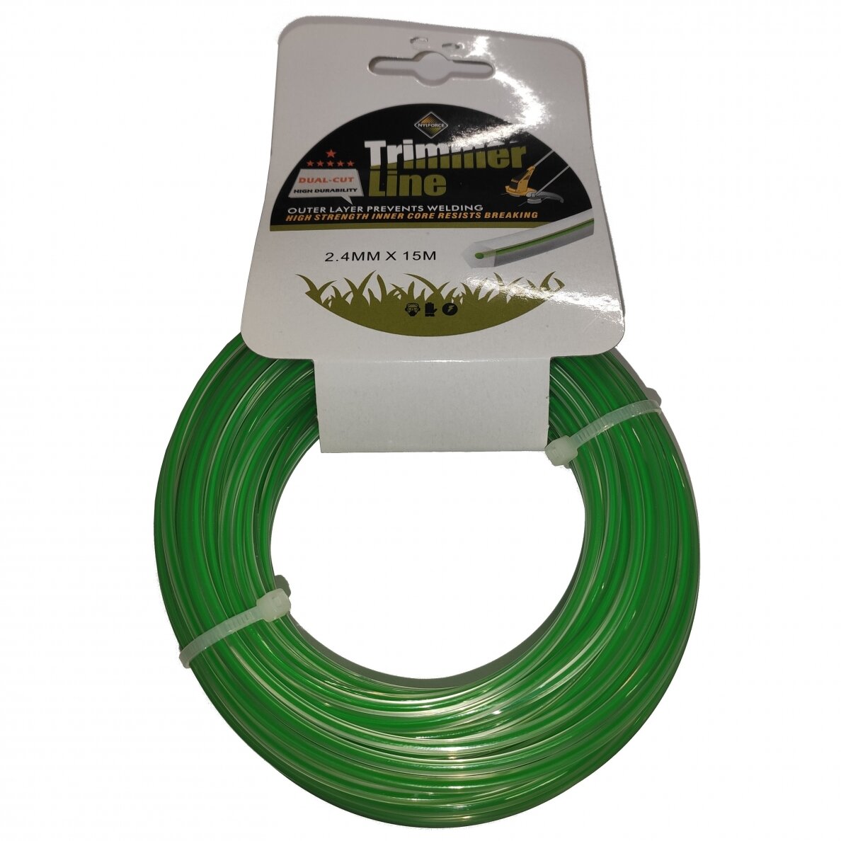 Pjovimo valas Trimmer line 2.4mm x 15m, DUAL-CUT žalias Pjovimo valas Trimmer line 2.4mm x 15m, DUAL-CUT žalias