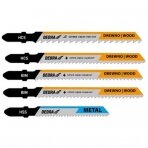 Pjūklų geležčių rinkinys medienai ir metalui Dedra 08T003, 24x100; 1x77; 1x76 mm, 5 vnt.