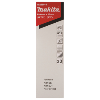 Pjovimo juosta Makita 792559-8, 13x0,5x1140mm, 18 Tpi, HCS, 4-5mm, 3 vnt. 1 Pjovimo juosta Makita 792559-8, 13x0,5x1140mm, 18 Tpi, HCS, 4-5mm, 3 vnt. 1