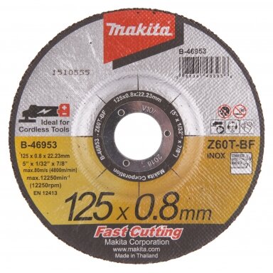 Pjovimo diskas 125x0,8mm, Z60T-BF, OFF-SET Makita B-46953 Pjovimo diskas 125x0,8mm, Z60T-BF, OFF-SET Makita B-46953