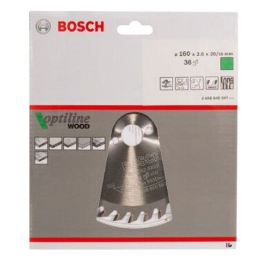 Pjovimo diskas Bosch Optiline Wood, 160x20/16, 2608640597 Pjovimo diskas Bosch Optiline Wood, 160x20/16, 2608640597
