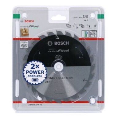 Pjovimo diskas Bosch Standard for Wood, 160x20/15.875x1.5/1.0x24T, 2608837676 Pjovimo diskas Bosch Standard for Wood, 160x20/15.875x1.5/1.0x24T, 2608837676