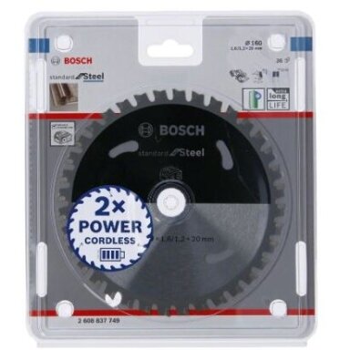 Pjovimo diskas metalui Bosch Standard for Steel, 160x20x1.6/1.2x36T, 2608837749 Pjovimo diskas metalui Bosch Standard for Steel, 160x20x1.6/1.2x36T, 2608837749