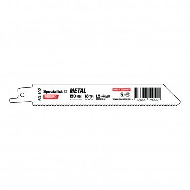 Pj. metalui „Specialist+" 150 mm 18TPI Pj. metalui „Specialist+" 150 mm 18TPI
