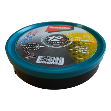 Pjovimo diskas Makita E-03040-12, 125 X 1 MM RST/ metalui 12 vnt, 1 Pjovimo diskas Makita E-03040-12, 125 X 1 MM RST/ metalui 12 vnt, 1