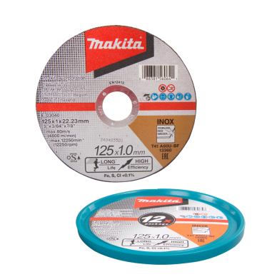 Pjovimo diskas Makita E-03040-12, 125 X 1 MM RST/ metalui 12 vnt, 2 Pjovimo diskas Makita E-03040-12, 125 X 1 MM RST/ metalui 12 vnt, 2