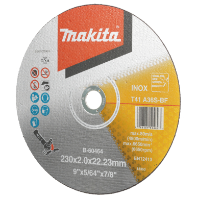 Pjovimo diskas Makita B-60464, 230X2,0X22,23MM, T41 A36S-BF RST/ metalui Pjovimo diskas Makita B-60464, 230X2,0X22,23MM, T41 A36S-BF RST/ metalui