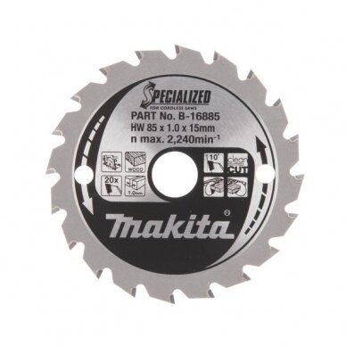 Pjovimo diskas 85x15mm 20T Medžiui Makita B-16885 Pjovimo diskas 85x15mm 20T Medžiui Makita B-16885