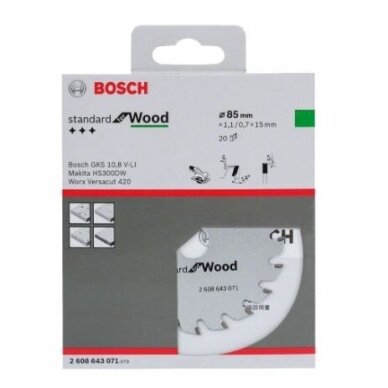 Pjovimo diskas Bosch, 85x15x1.1/0.7mmm 2608643071 1