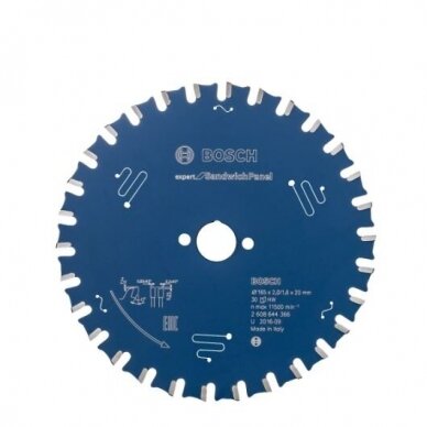 Pjovimo diskas Bosch Expert for Sandwitch Panel, 165x20x2.0/1.6x30, 2608644366 Pjovimo diskas Bosch Expert for Sandwitch Panel, 165x20x2.0/1.6x30, 2608644366