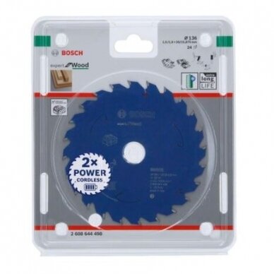 Pjovimo diskas Bosch Expert for Wood, 136x20x1.5/1x24T, 2608644498 1