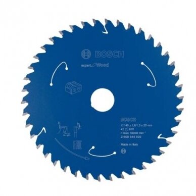 Pjovimo diskas Bosch Expert for Wood, 140x20x1.8/1.3x42T, 2608644500 Pjovimo diskas Bosch Expert for Wood, 140x20x1.8/1.3x42T, 2608644500