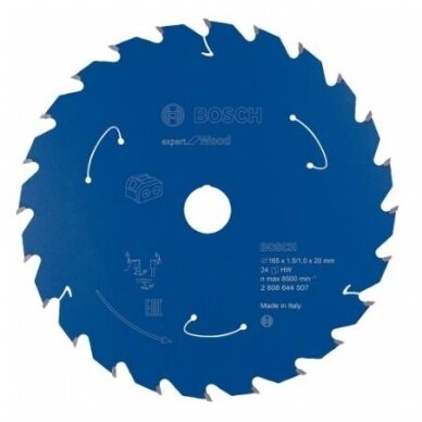 Pjovimo diskas Bosch Expert for Wood, 165x20x1.5/1x24T, 2608644507 Pjovimo diskas Bosch Expert for Wood, 165x20x1.5/1x24T, 2608644507