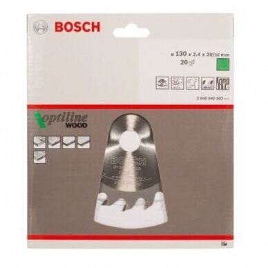 Pjovimo diskas Bosch Optiline Wood, 130x16m, 2608640582 1