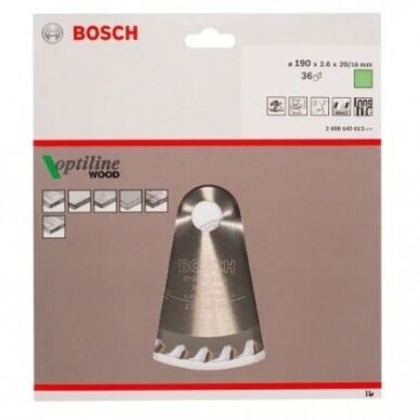 Pjovimo diskas Bosch Optiline Wood, 190x30m, 2608640615 1 Pjovimo diskas Bosch Optiline Wood, 190x30m, 2608640615 1