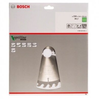 Pjovimo diskas Bosch Optiline Wood, 230x30m, 2608640628 1