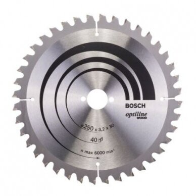 Pjovimo diskas Bosch Optiline Wood, 250x30, 2608640643 Pjovimo diskas Bosch Optiline Wood, 250x30, 2608640643