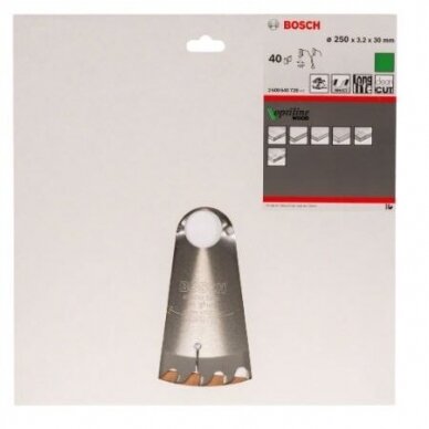Pjovimo diskas Bosch Optiline Wood, 250x30m, 2608640728 1 Pjovimo diskas Bosch Optiline Wood, 250x30m, 2608640728 1
